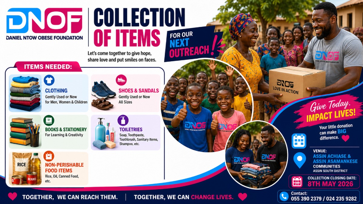 Daniel Ntow Obese Foundation Launches Community Donation Drive Ahead of May Outreach